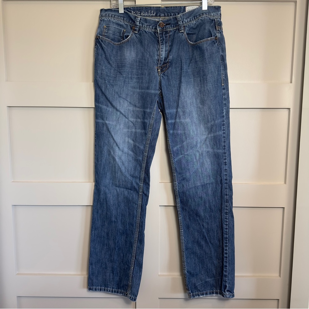 TK Axel Denim Jeans Mens 34/34 Griswold Relaxed Distressed Straight